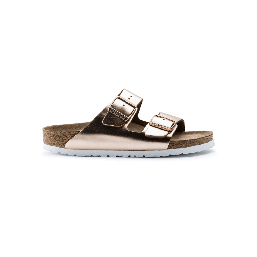 Birkenstock Women’s Arizona Soft Footbed Sandal – Metallic Copper Leather 1