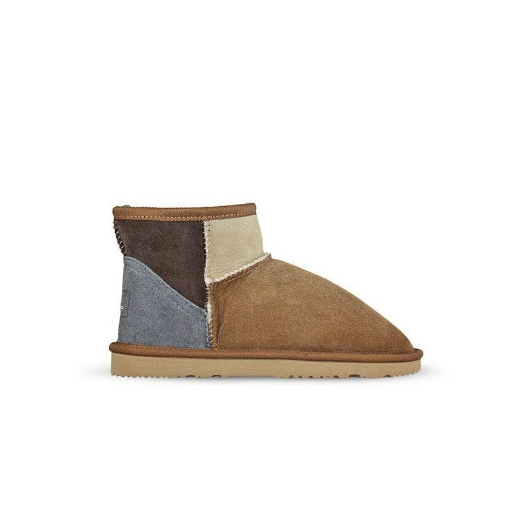 Burlee Women's Sheepskin Boot Mid Tricolor – Warm & Stylish, Moisture-Wicking and Breathable 1