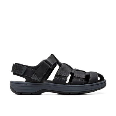 Clarks Men's Salt Way Cove Black Leather Sandals 1
