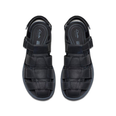 Clarks Men's Salt Way Cove Black Leather Sandals 6