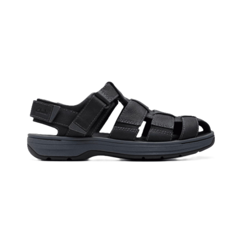 Clarks Men's Salt Way Cove Black Leather Sandals 1