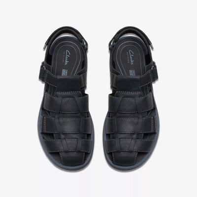 Clarks Men's Salt Way Cove Black Leather Sandals 7