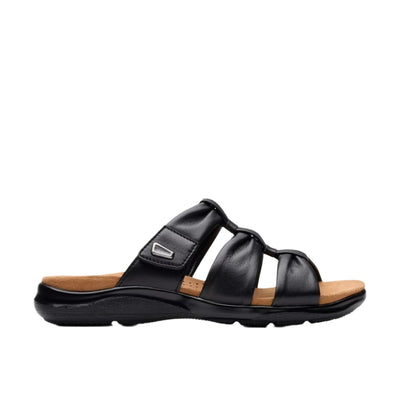Clarks Women's Kitly Slide Sandals Black Leather Sandal 1