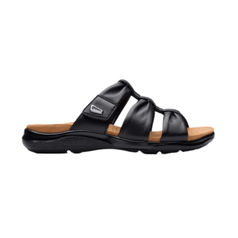 Clarks Women's Kitly Slide Sandals Black Leather Sandal 1