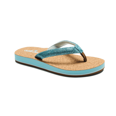 Cobian Girls Lil' Capri Glittered strap sandal Cork Sole Sandal - Blue 2