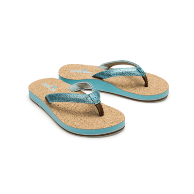 Cobian Girls Lil' Capri Glittered strap sandal Cork Sole Sandal - Blue 3