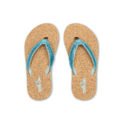 Cobian Girls Lil' Capri Glittered strap sandal Cork Sole Sandal - Blue 4