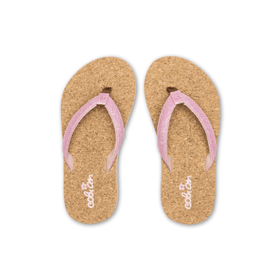 Cobian Girls Lil' Capri Glittered strap sandal Cork Sole Sandal - Pink 4