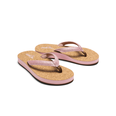Cobian Girls Lil' Capri Glittered strap sandal Cork Sole Sandal - Pink 3