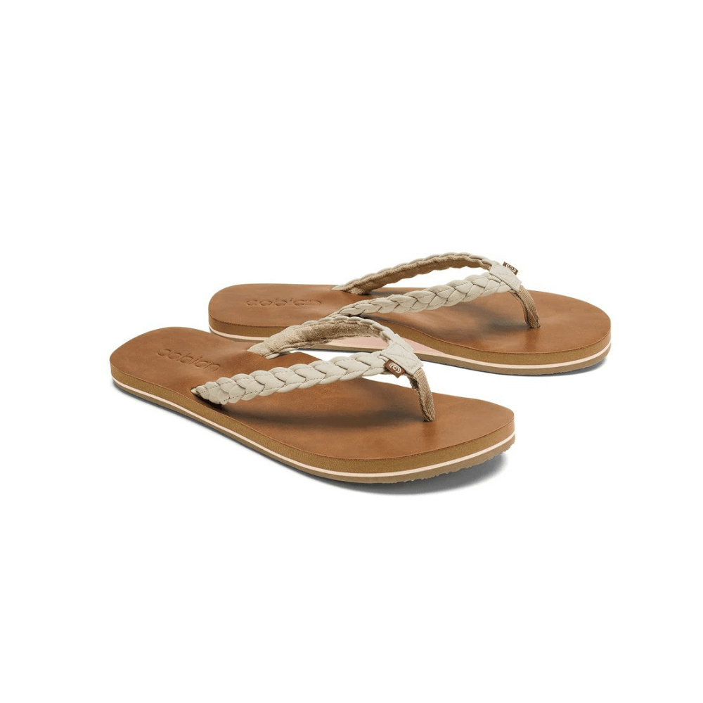 Cobian Womens Bethany Braided Pacifica Sandal Cream - Top View Nuve Foam insole