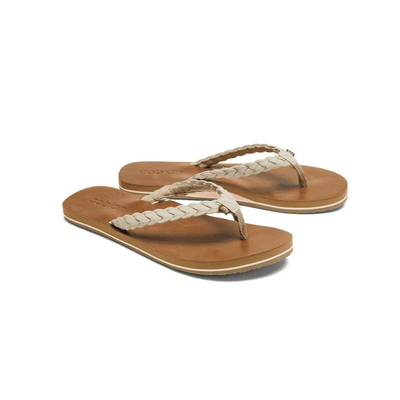 Cobian Womens Bethany Braided Pacifica Sandal Cream - Top View Nuve Foam insole