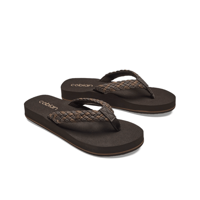Cobian Women's Braided Bounce Arch Support Leather Sandals - Chocolate 3