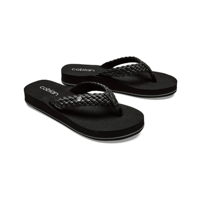 Cobian Women's Braided Bounce Synthetic Leather Sandals - Black 3