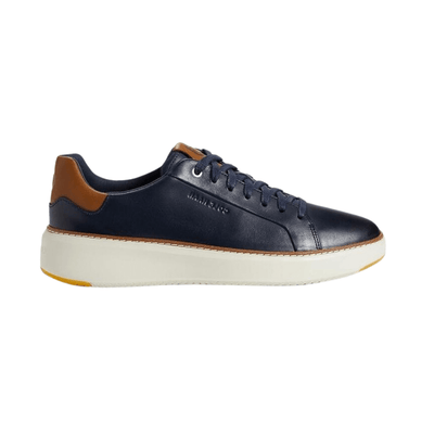 Cole Haan Grandpro TopSpin Sneaker Navy Blazer Leather/British Tan/Ivory - Men's ShoesCole Haan