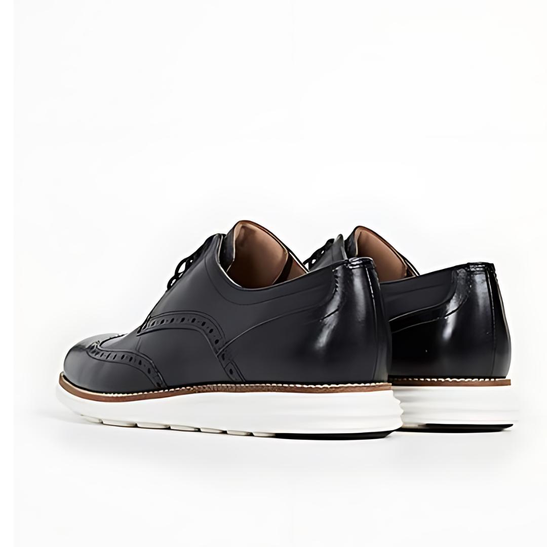 Cole Haan Men Original Grand Wingtip Oxford Leather Black White Shoes - Men's ShoesCole Haan