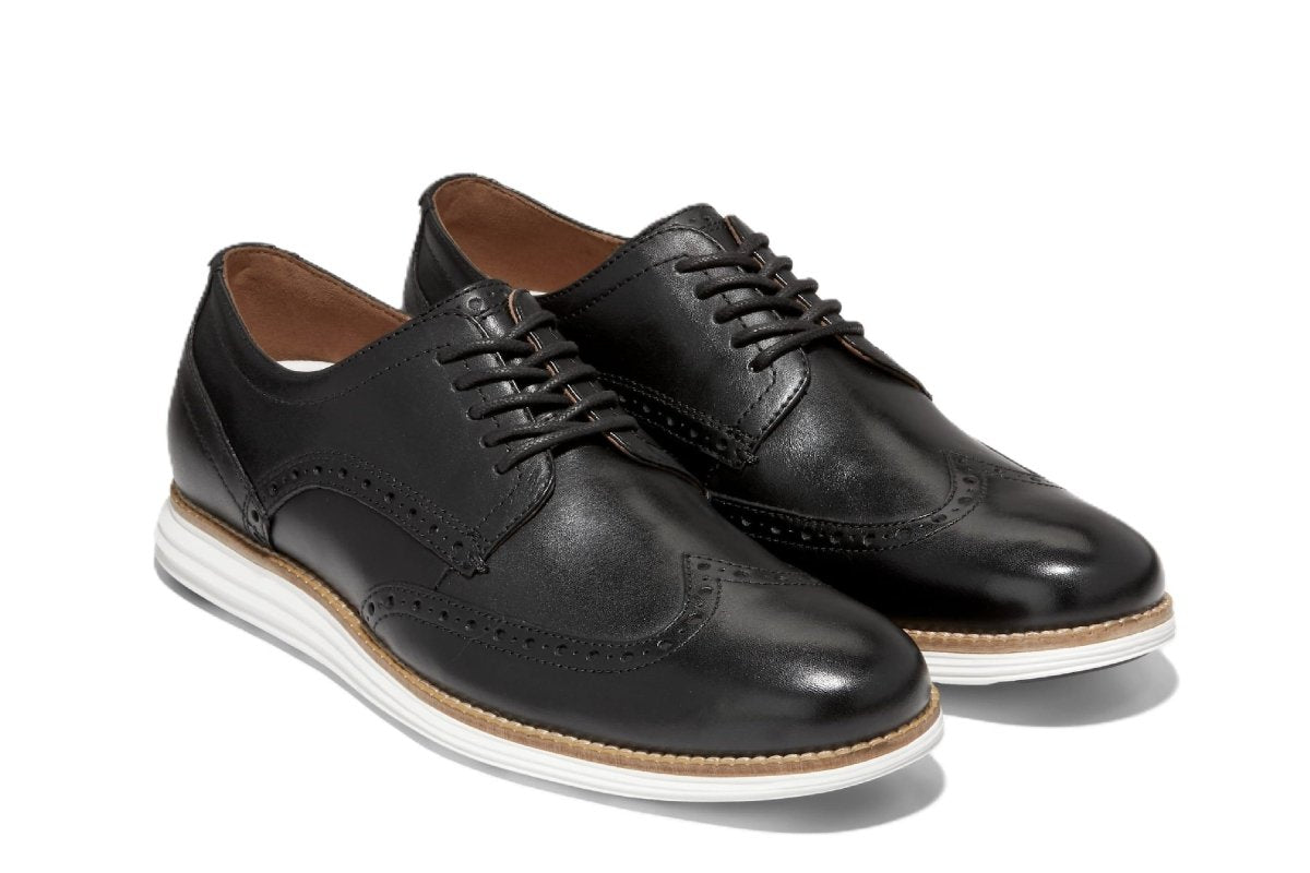 Cole Haan Men Original Grand Wingtip Oxford Leather Black White Shoes - Men's ShoesCole Haan