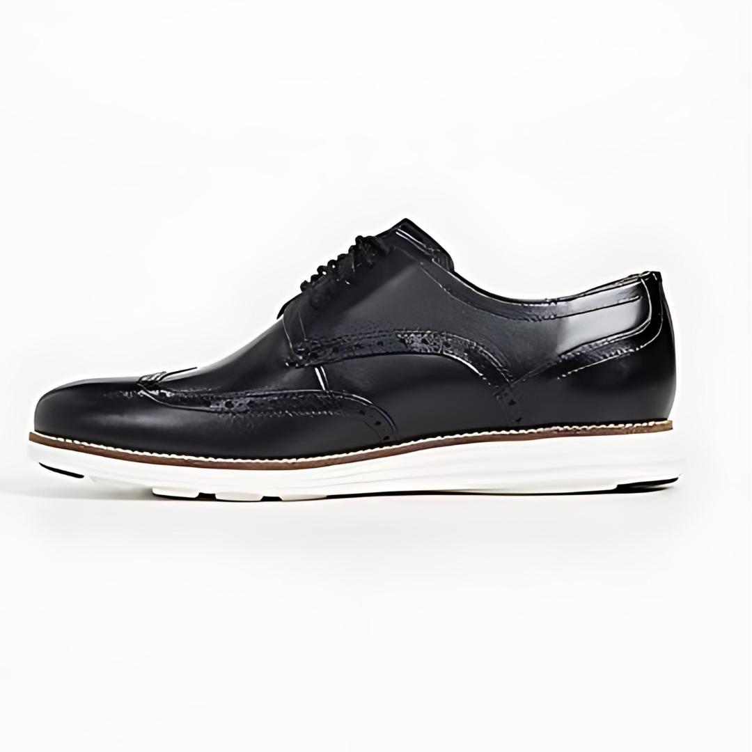 Cole Haan Men Original Grand Wingtip Oxford Leather Black White Shoes - Men's ShoesCole Haan