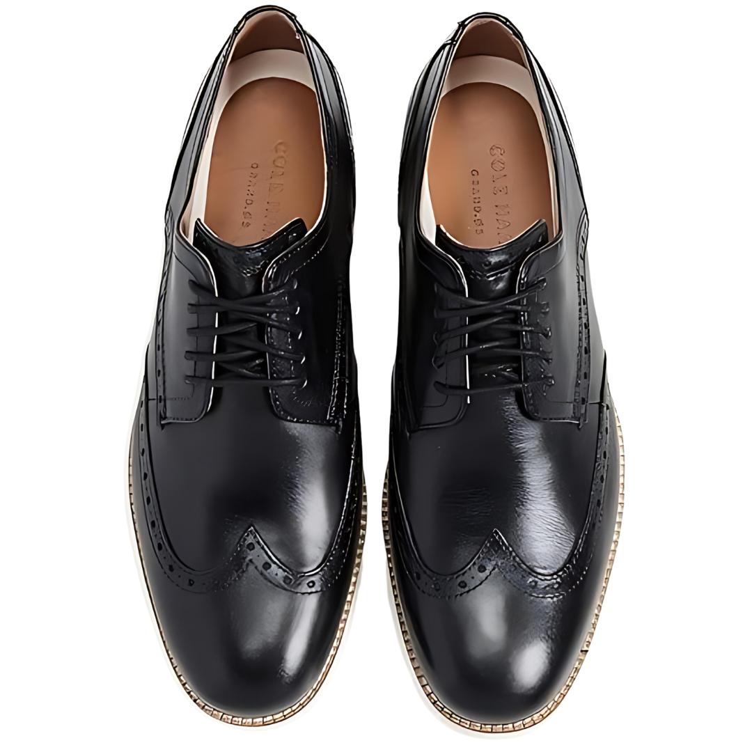 Cole Haan Men Original Grand Wingtip Oxford Leather Black White Shoes - Men's ShoesCole Haan