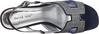 David Tate Rain Navy Nova Suede Block Heeled Casual Women's Sandals 4