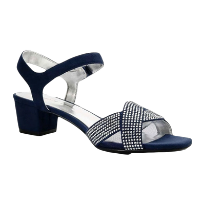 David Tate Rain Navy Nova Suede Block Heeled Casual Women's Sandals 1