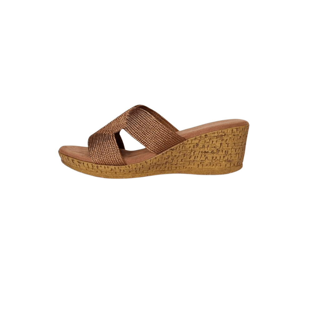 David Tate Women's Vibe Wedge Slide Sandal - Bronze Rayon Fabric 3