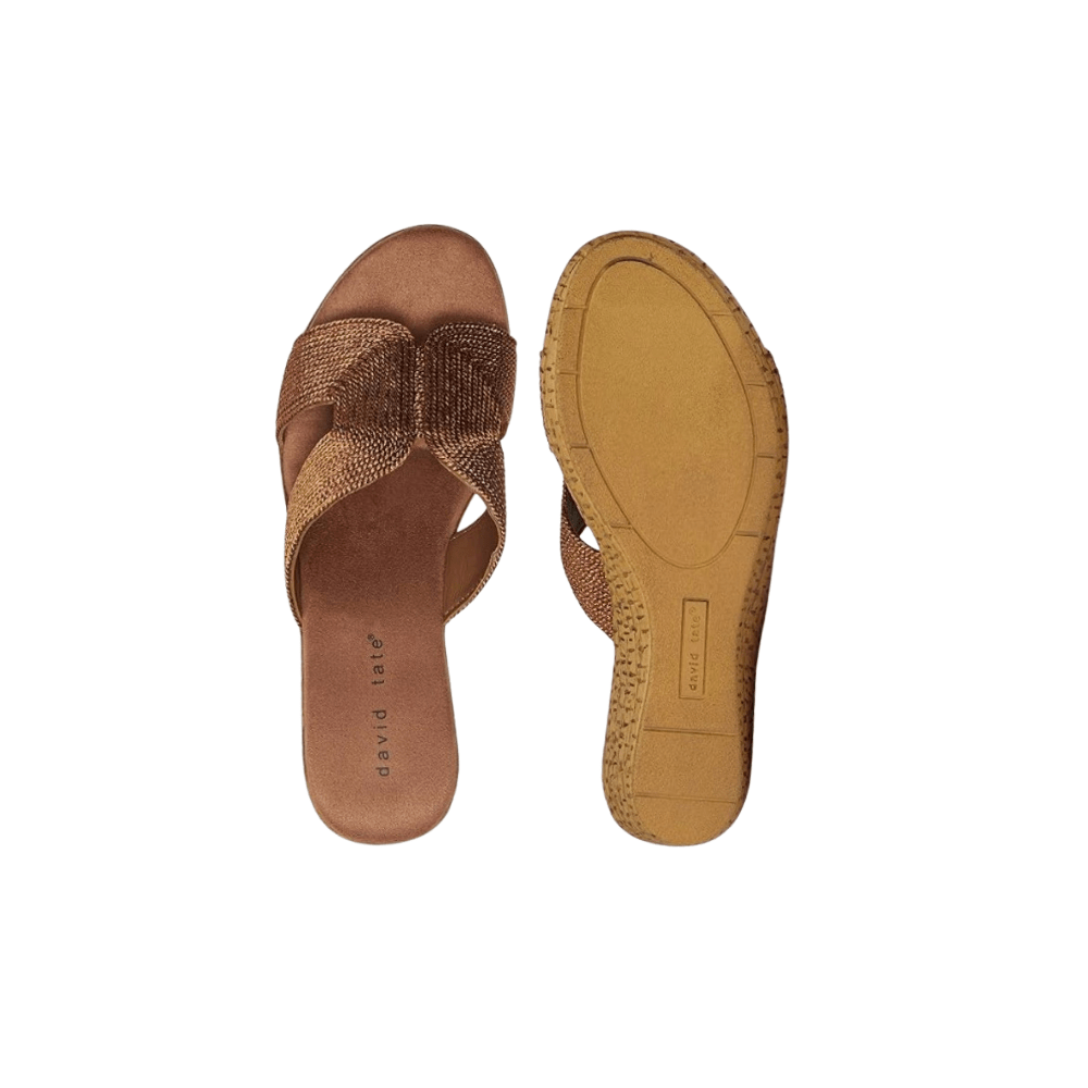 David Tate Women's Vibe Wedge Slide Sandal - Bronze Rayon Fabric 4