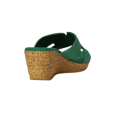 David Tate Women's Vibe Wedge Slide Sandal - Green Rayon Fabric 2