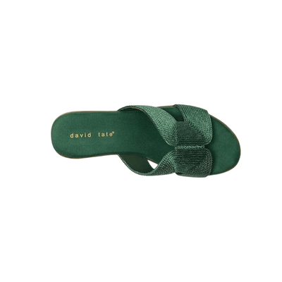 David Tate Women's Vibe Wedge Slide Sandal - Green Rayon Fabric 3