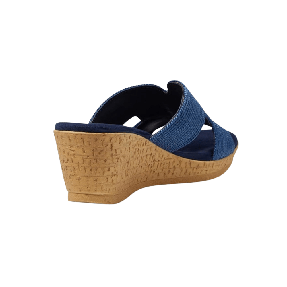 David Tate Women's Vibe Wedge Slide Sandal - Navy Rayon Fabric 2