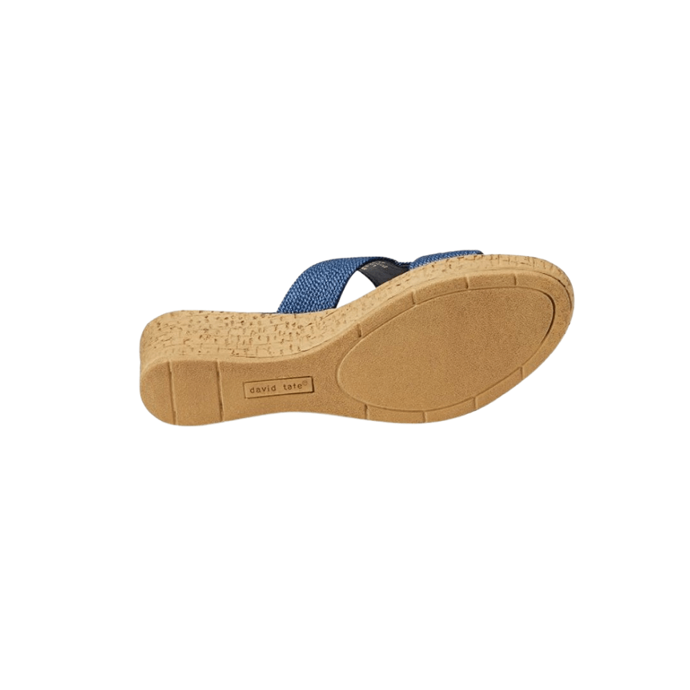 David Tate Women's Vibe Wedge Slide Sandal - Navy Rayon Fabric 3