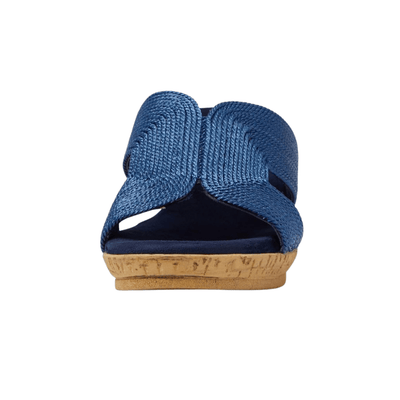 David Tate Women's Vibe Wedge Slide Sandal - Navy Rayon Fabric 5