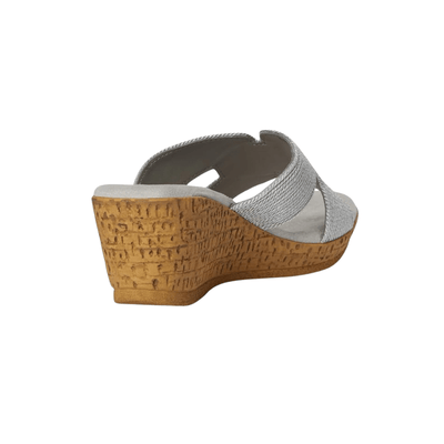 David Tate Women's Vibe Wedge Slide Sandal - Silver Rayon Fabric 2