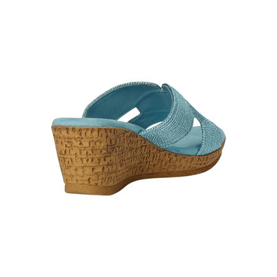 David Tate Women's Vibe Wedge Slide Sandal - Sky Rayon Fabric 3