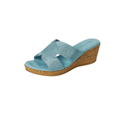 David Tate Women's Vibe Wedge Slide Sandal - Sky Rayon Fabric 2