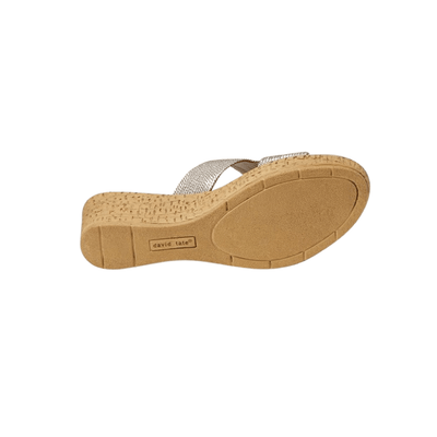 David Tate Women's Vibe Wedge Slide Sandal - Wheat Rayon Fabric 6