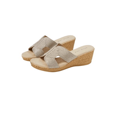 David Tate Women's Vibe Wedge Slide Sandal - Wheat Rayon Fabric 5