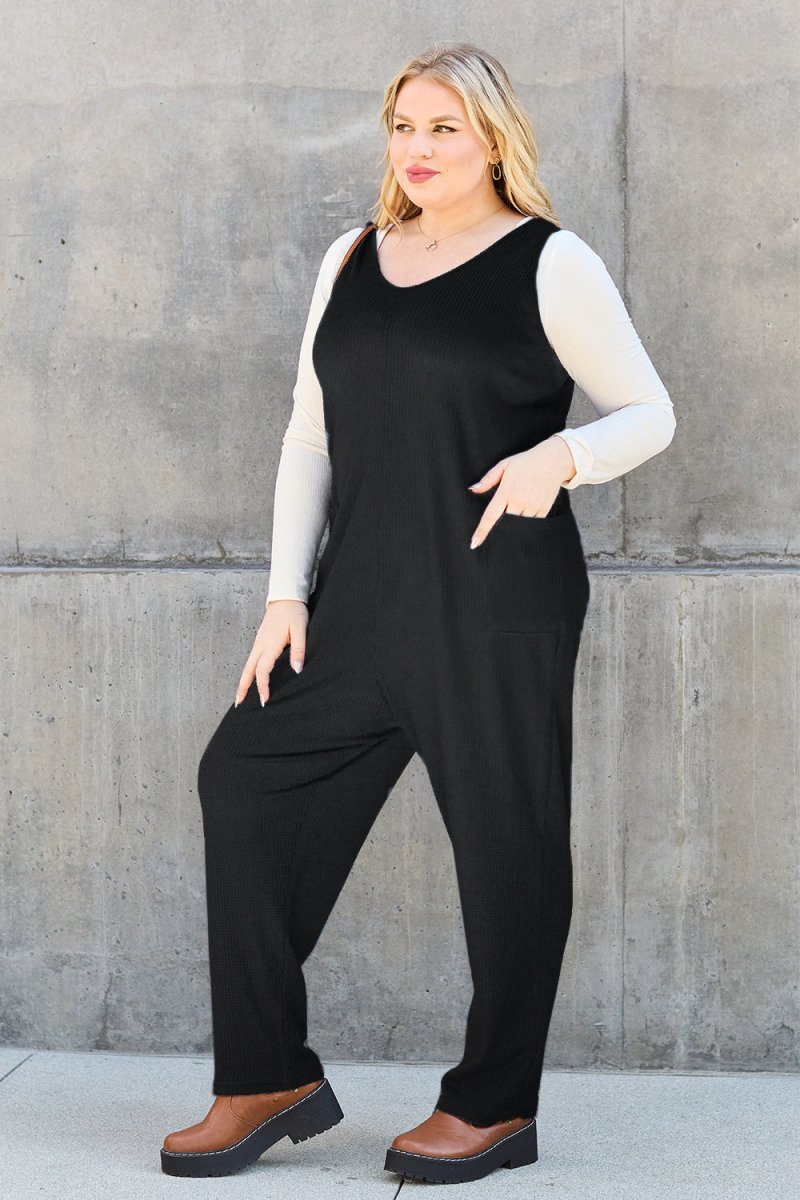 Double Take Full Size Sleeveless Straight Jumpsuit - Trendsi