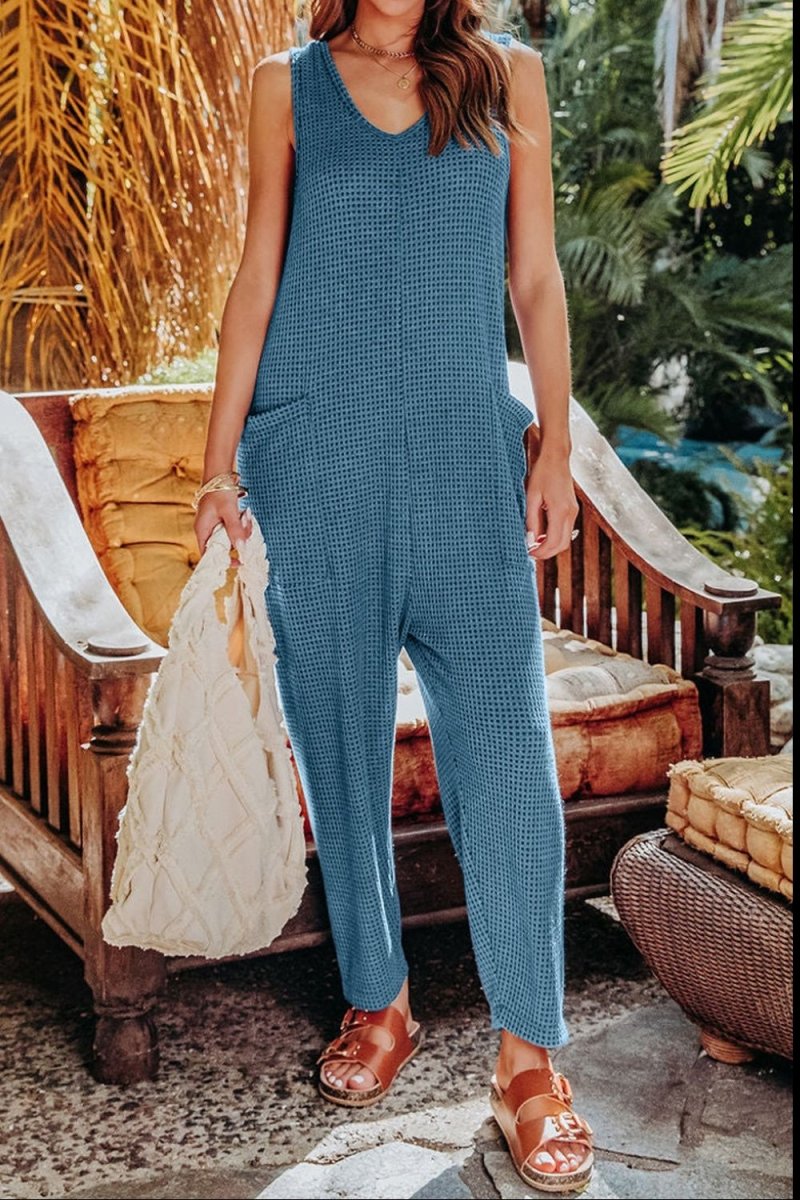 Double Take Full Size Sleeveless Straight Jumpsuit - Trendsi