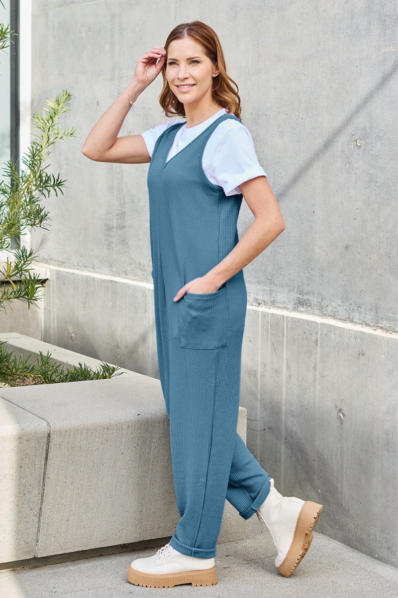 Double Take Full Size Sleeveless Straight Jumpsuit - Trendsi