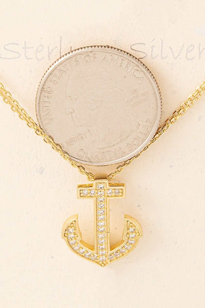 Fame Anchor Pendant Alloy Necklace - Trendsi