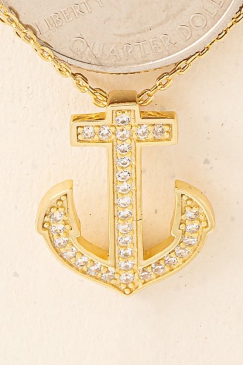 Fame Anchor Pendant Alloy Necklace - Trendsi