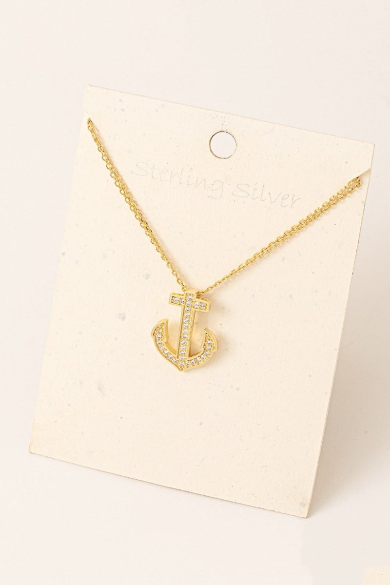 Fame Anchor Pendant Alloy Necklace - Trendsi