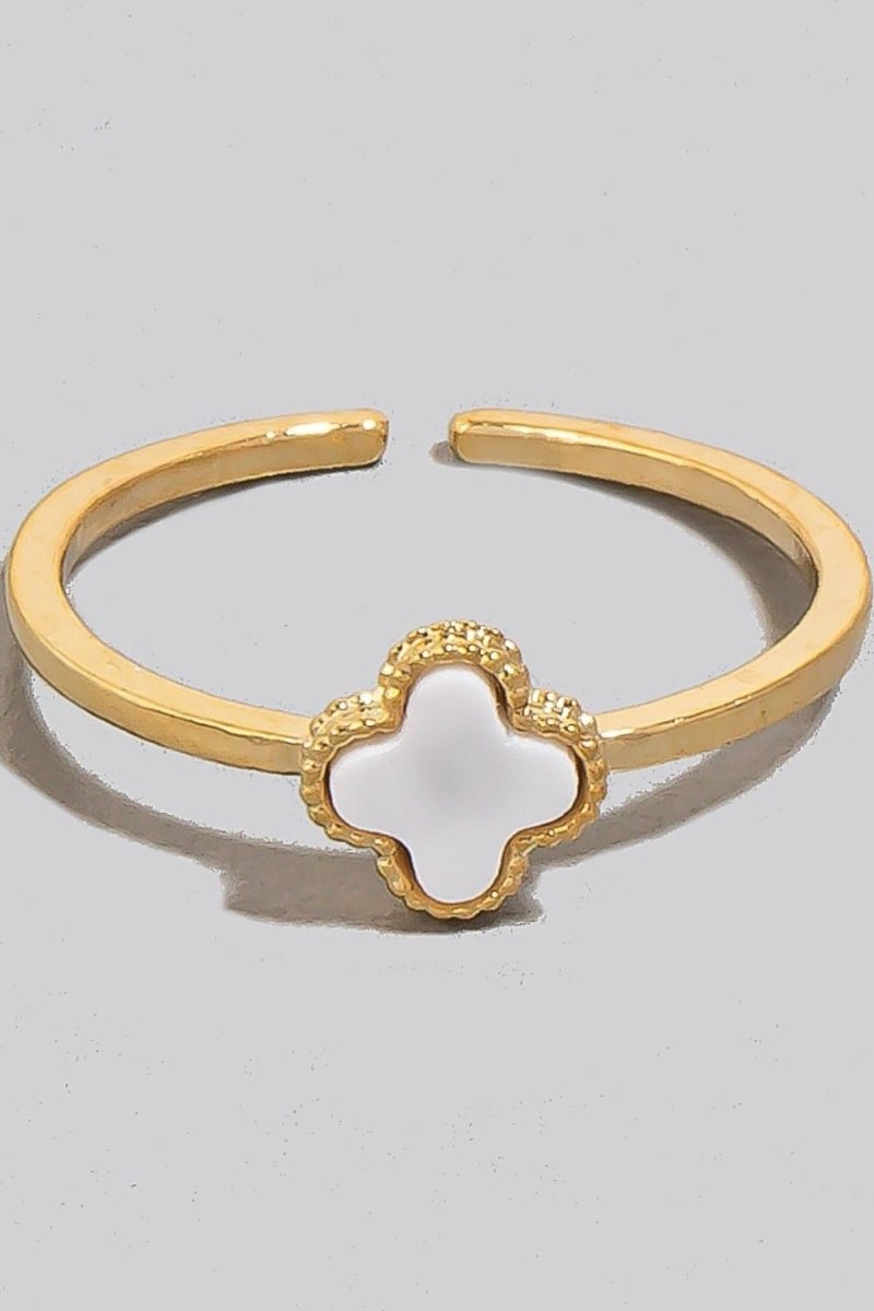 Fame Clover Charm Dainty Band Ring - Trendsi