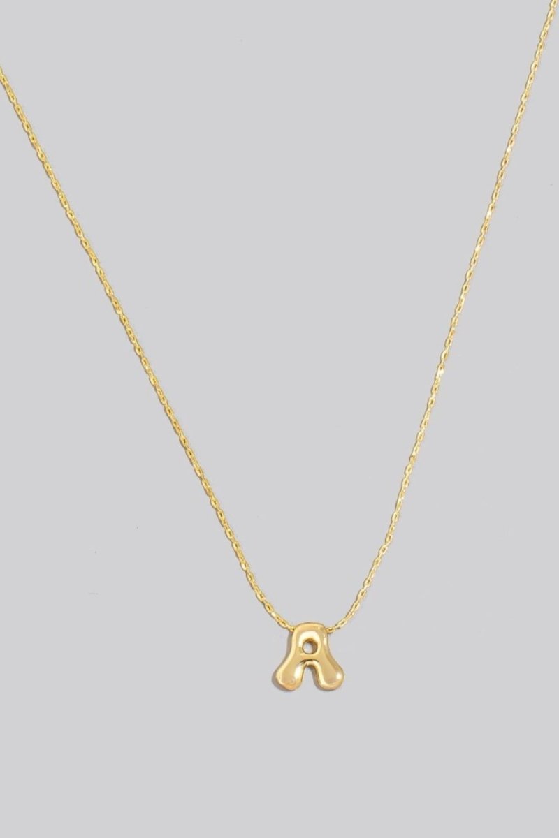 Fame Gold Dipped Bubble Letter Pendant Necklace - Trendsi