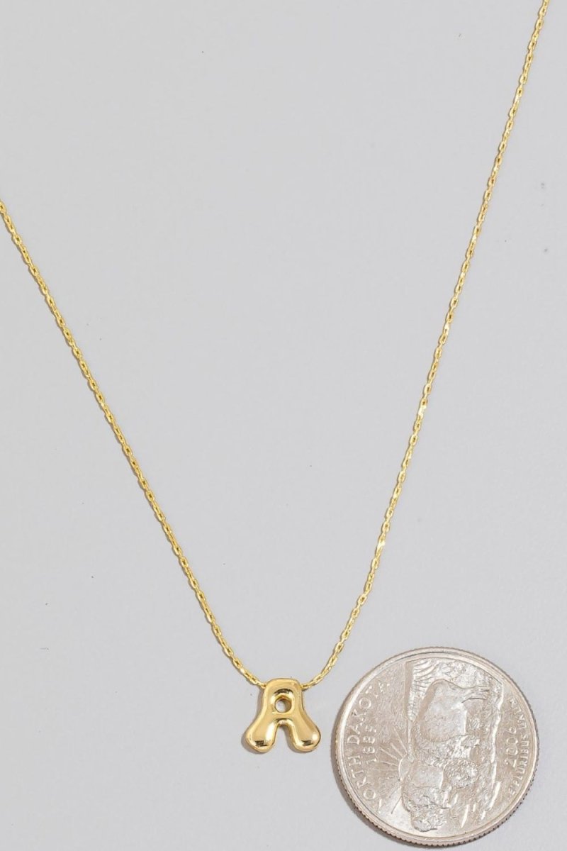 Fame Gold Dipped Bubble Letter Pendant Necklace - Trendsi