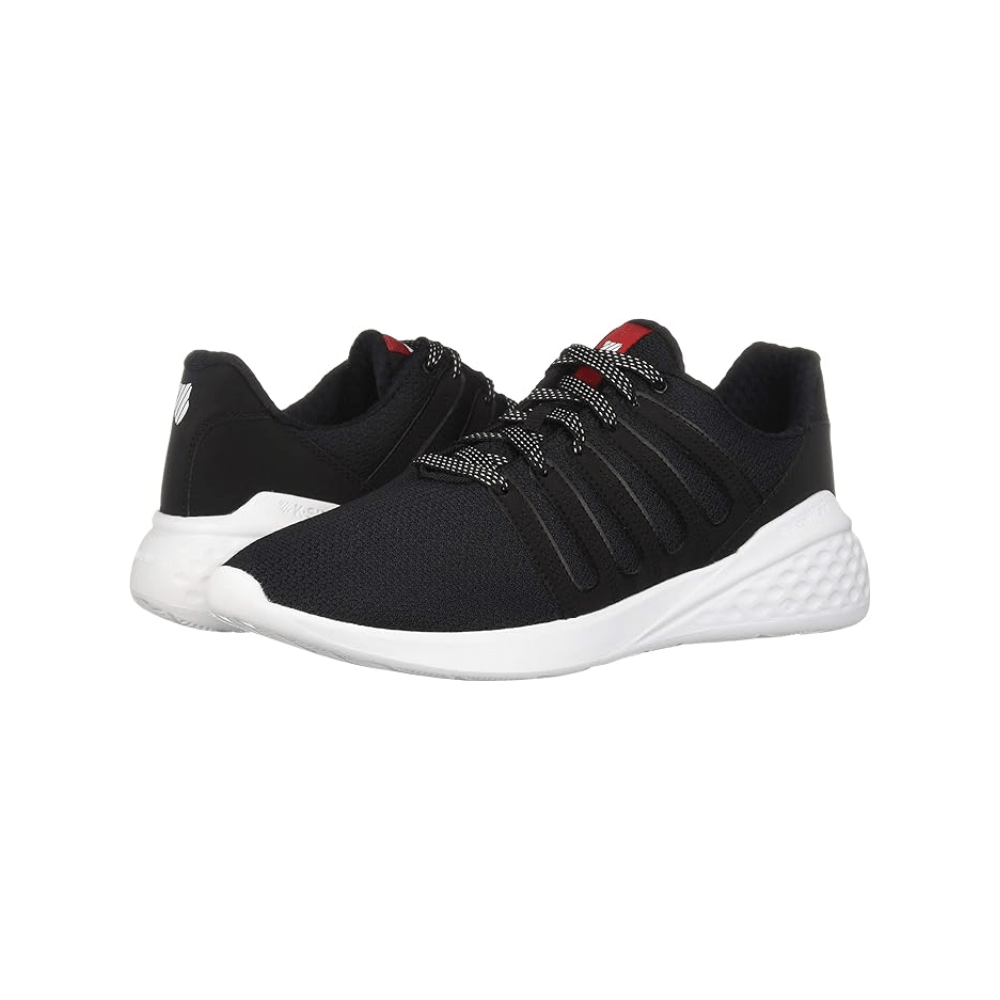 K - Swiss Men's District Sneaker, Black/Barbados Cherry/White 3