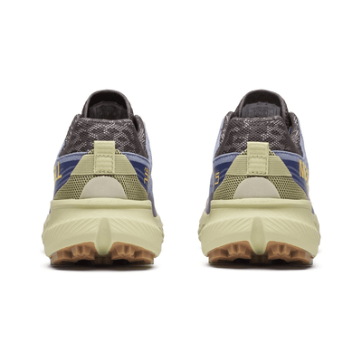Merrell Agility Peak 5 trail shoe in light grey with breathable mesh and rugged blue Vibram sole for off-road traction.