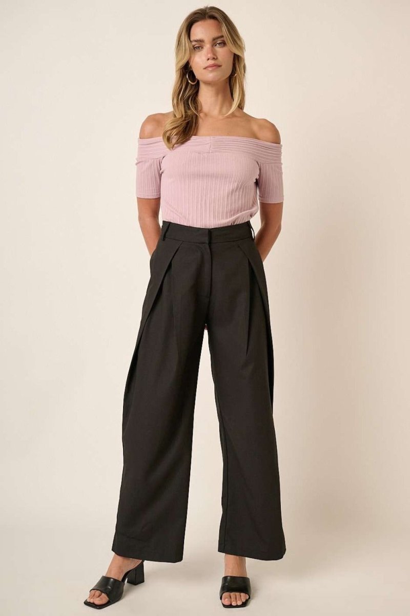 Mittoshop Deep Pleated High Waisted Wide Leg Pants - Trendsi