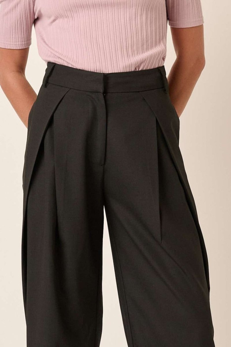 Mittoshop Deep Pleated High Waisted Wide Leg Pants - Trendsi