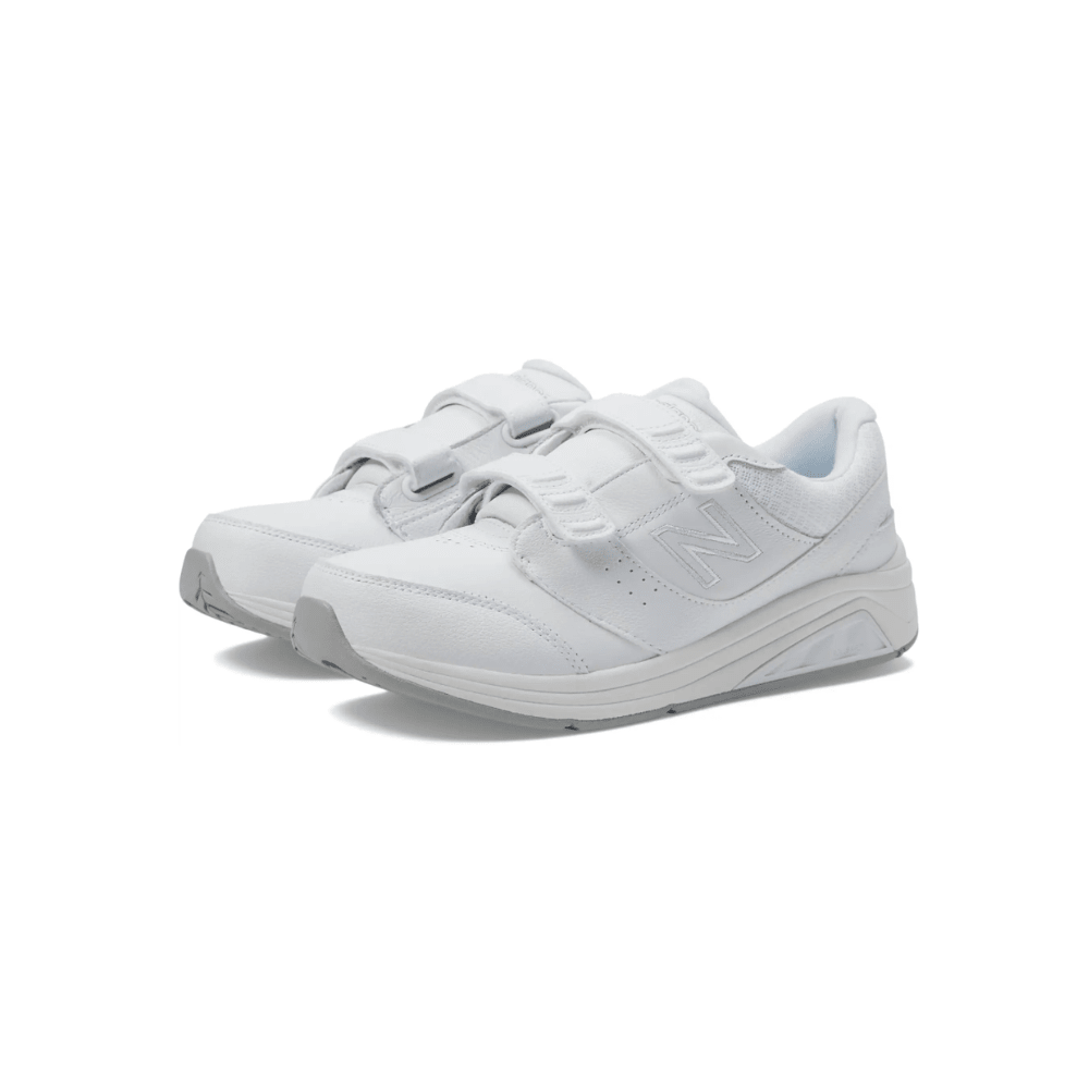 New Balance Women's 928v3 Hook and Loop Leather Walking Shoes - White/White 5